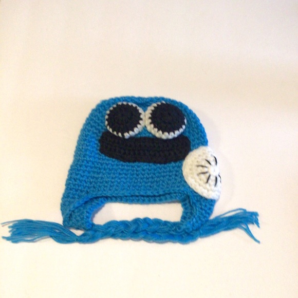 KIDS COOKIE MONSTER CROCHETHAT WINTER BEANIE CAP - Picture 1 of 1